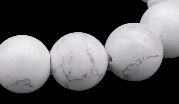 Luxury 14mm Howlite Gloss Natural Gemstone Bracelet