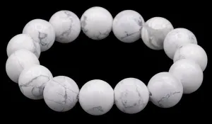 Luxury 14mm Howlite Gloss Natural Gemstone Bracelet