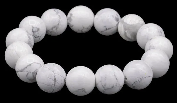 Luxury 14mm Howlite Gloss Natural Gemstone Bracelet