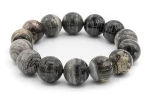 Luxury Silver Leaf Jasper Natural Gemstone Bracelet