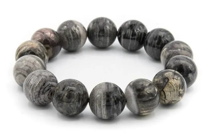 Luxury Silver Leaf Jasper Natural Gemstone Bracelet