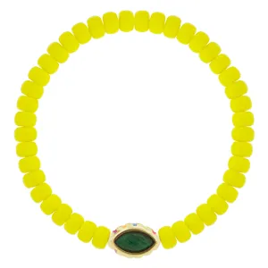 Malachite Marquise Eye on Glass Bead Bracelet