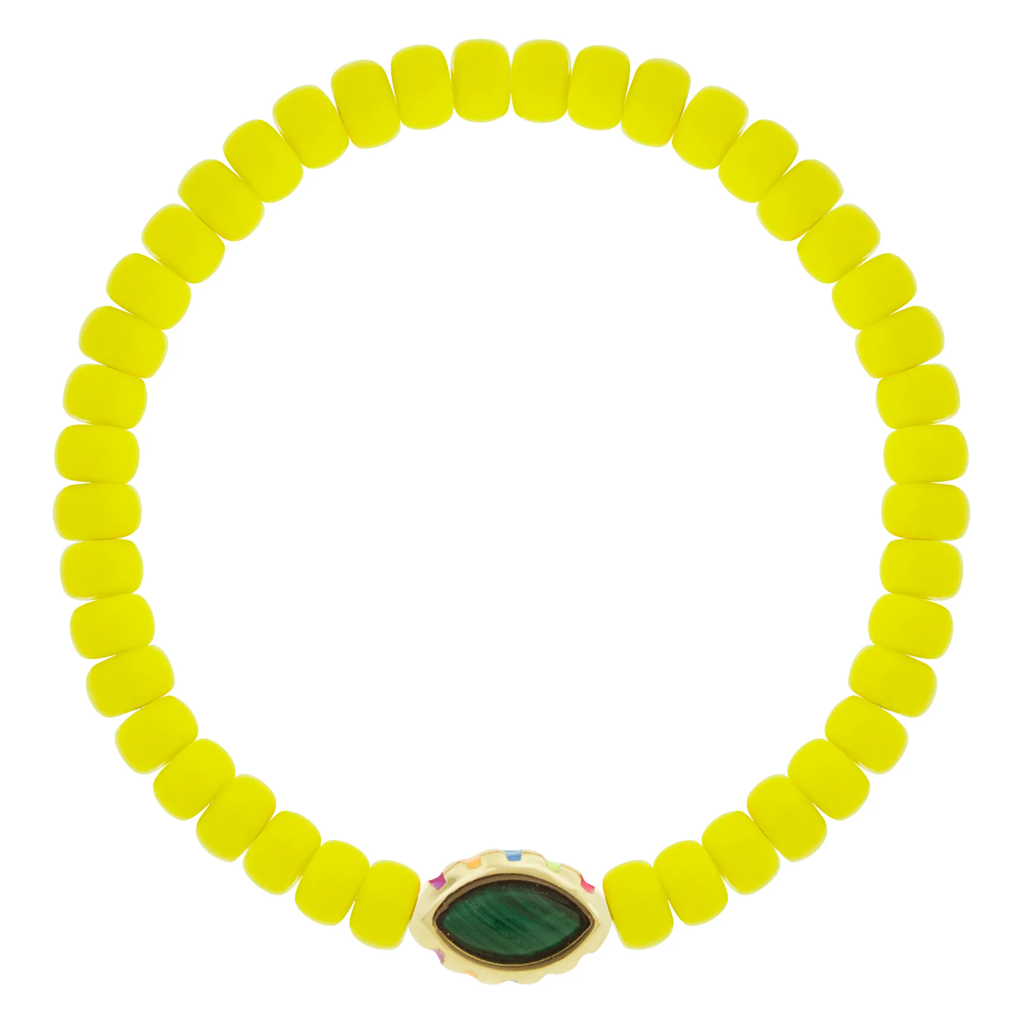 Malachite Marquise Eye on Glass Bead Bracelet