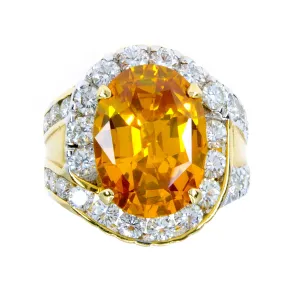 Man's 12.50ct Diamond & Citrine Ring 18K