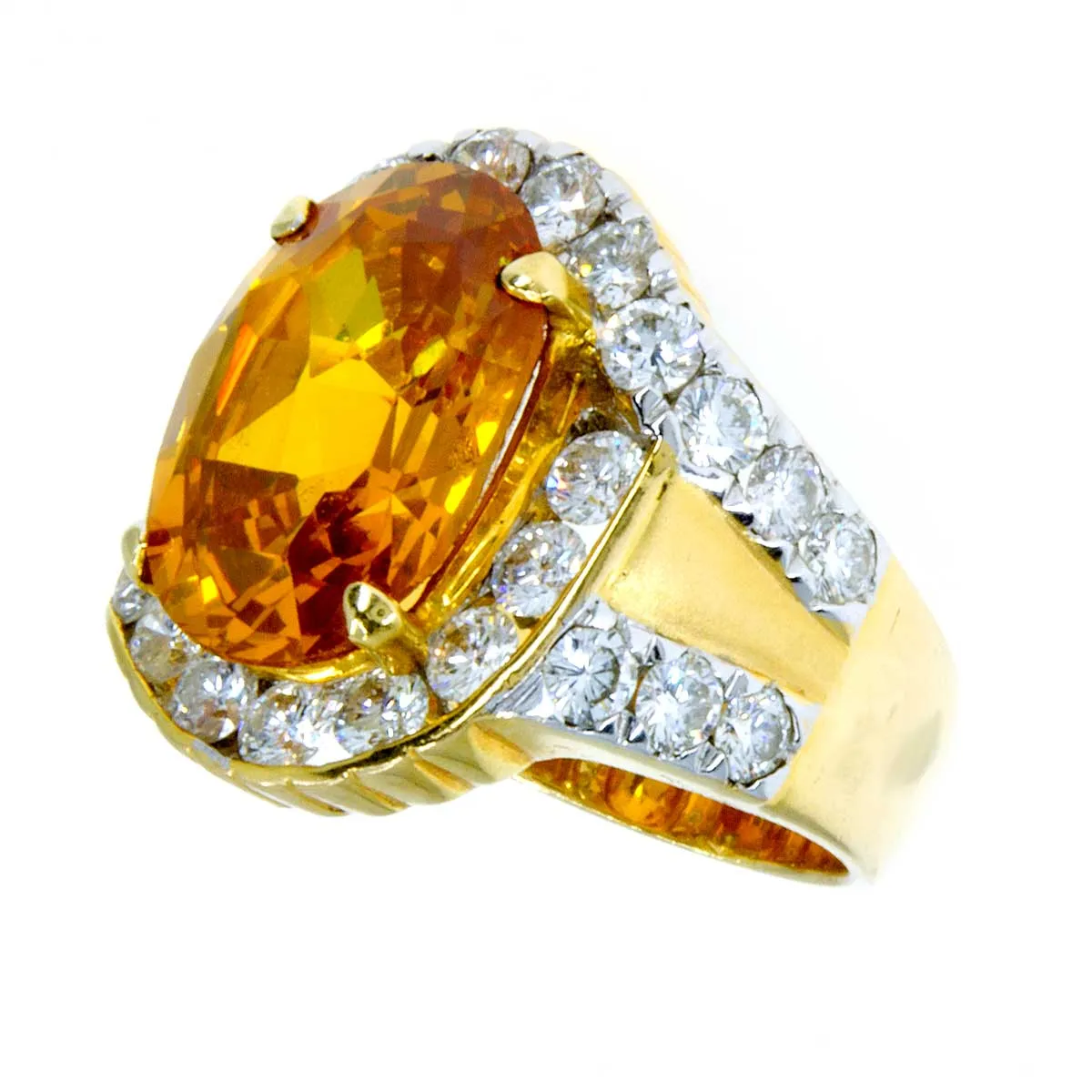 Man's 12.50ct Diamond & Citrine Ring 18K