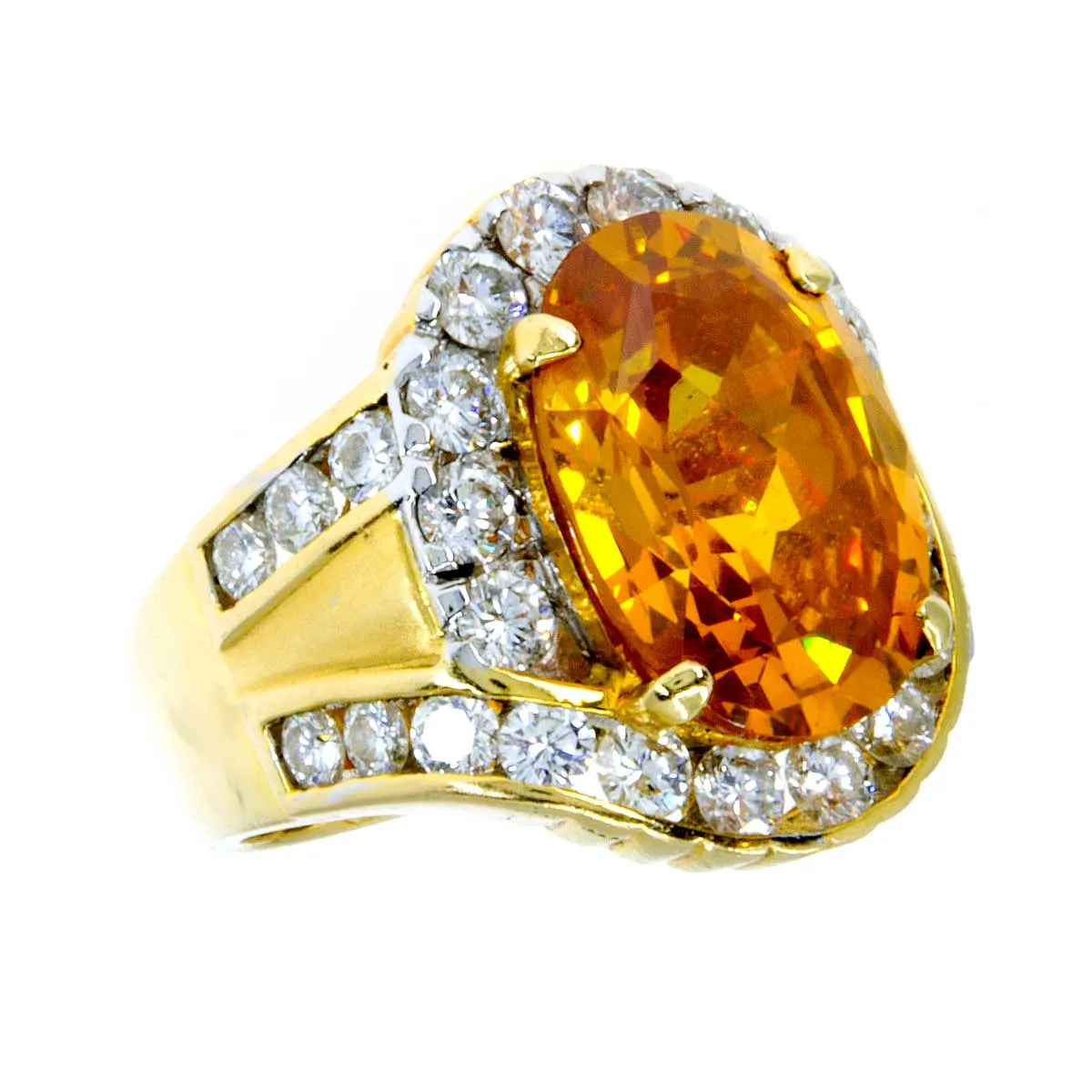 Man's 12.50ct Diamond & Citrine Ring 18K