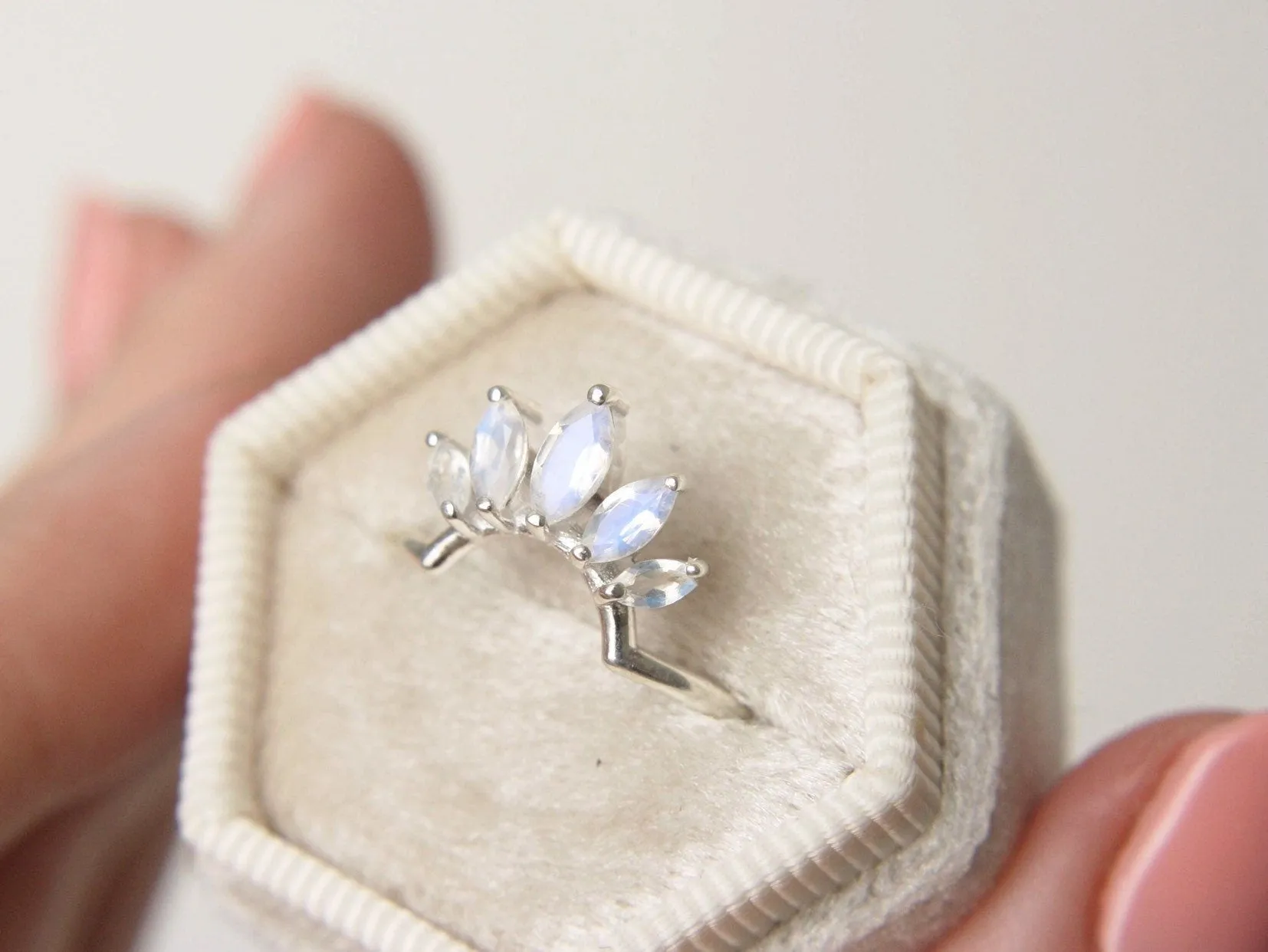 Marquise Crown Moonstone Ring