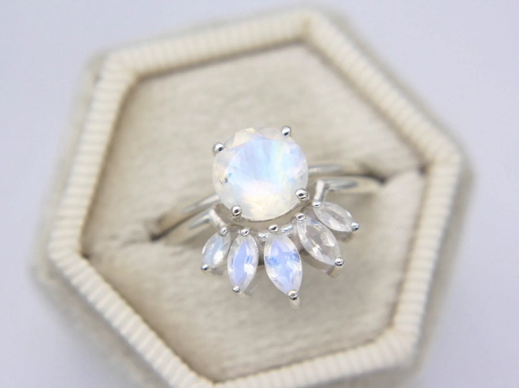 Marquise Crown Moonstone Ring