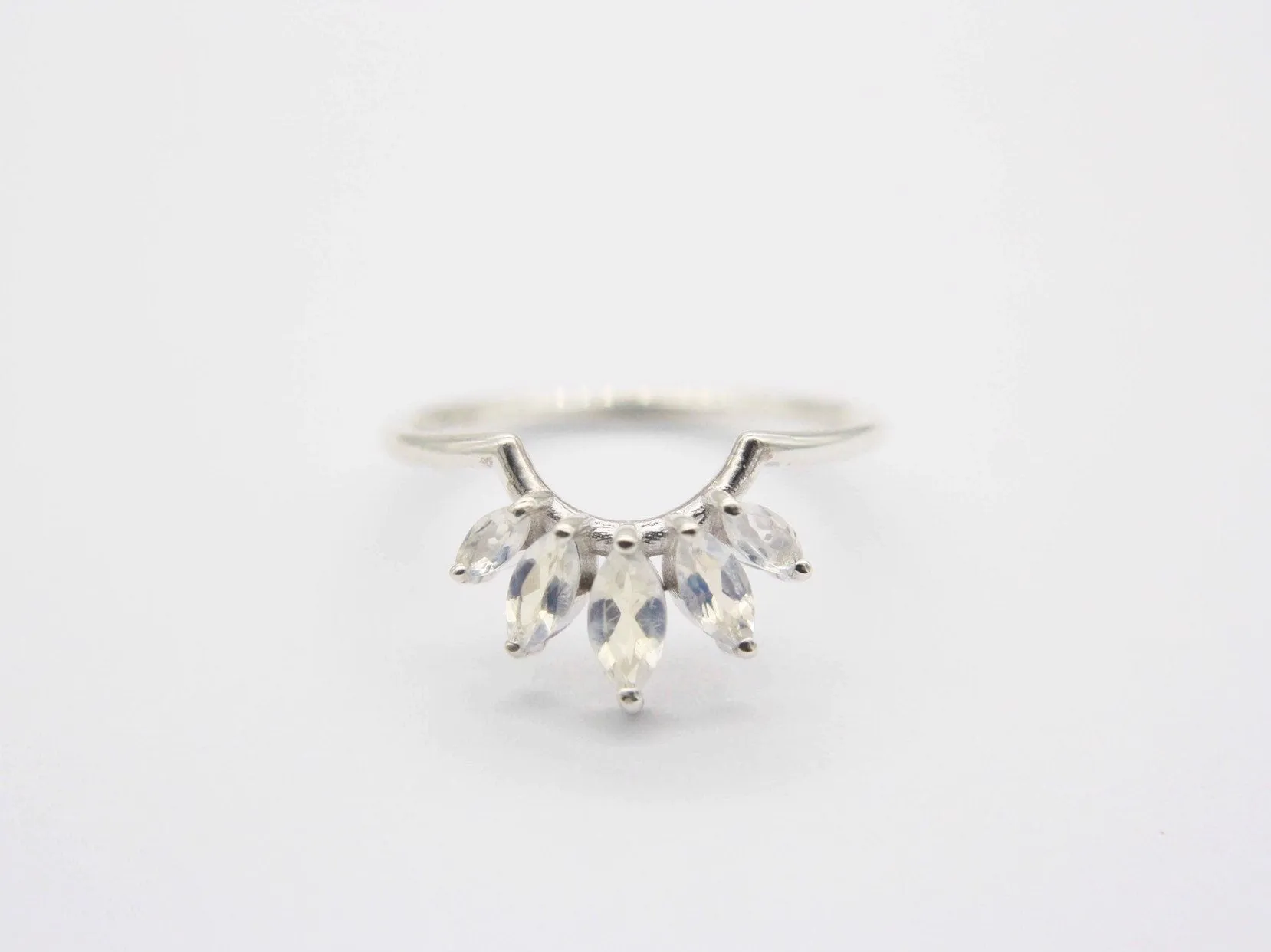 Marquise Crown Moonstone Ring