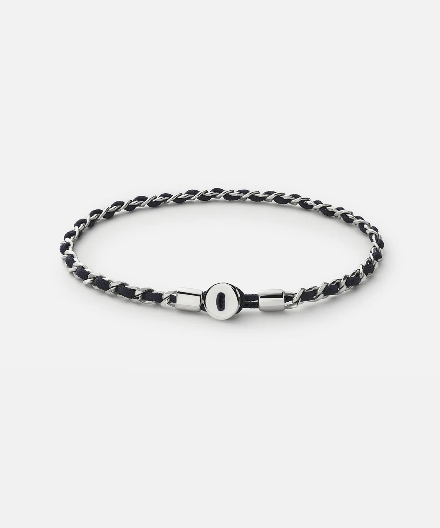 Miansai Nexus Link Bracelet in Polished Sterling Silver and Navy