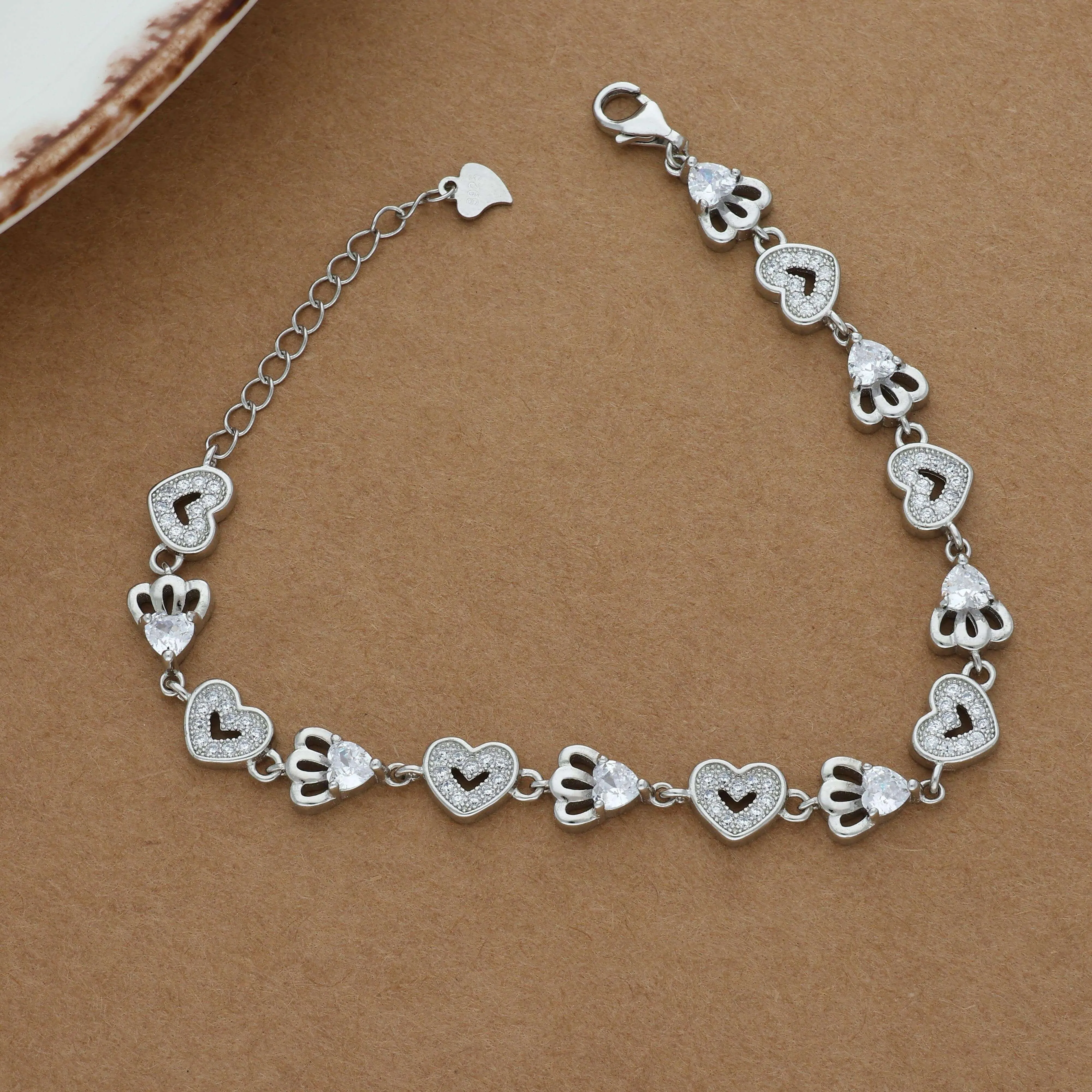 Minimal Hollow Heart Silver Bracelet