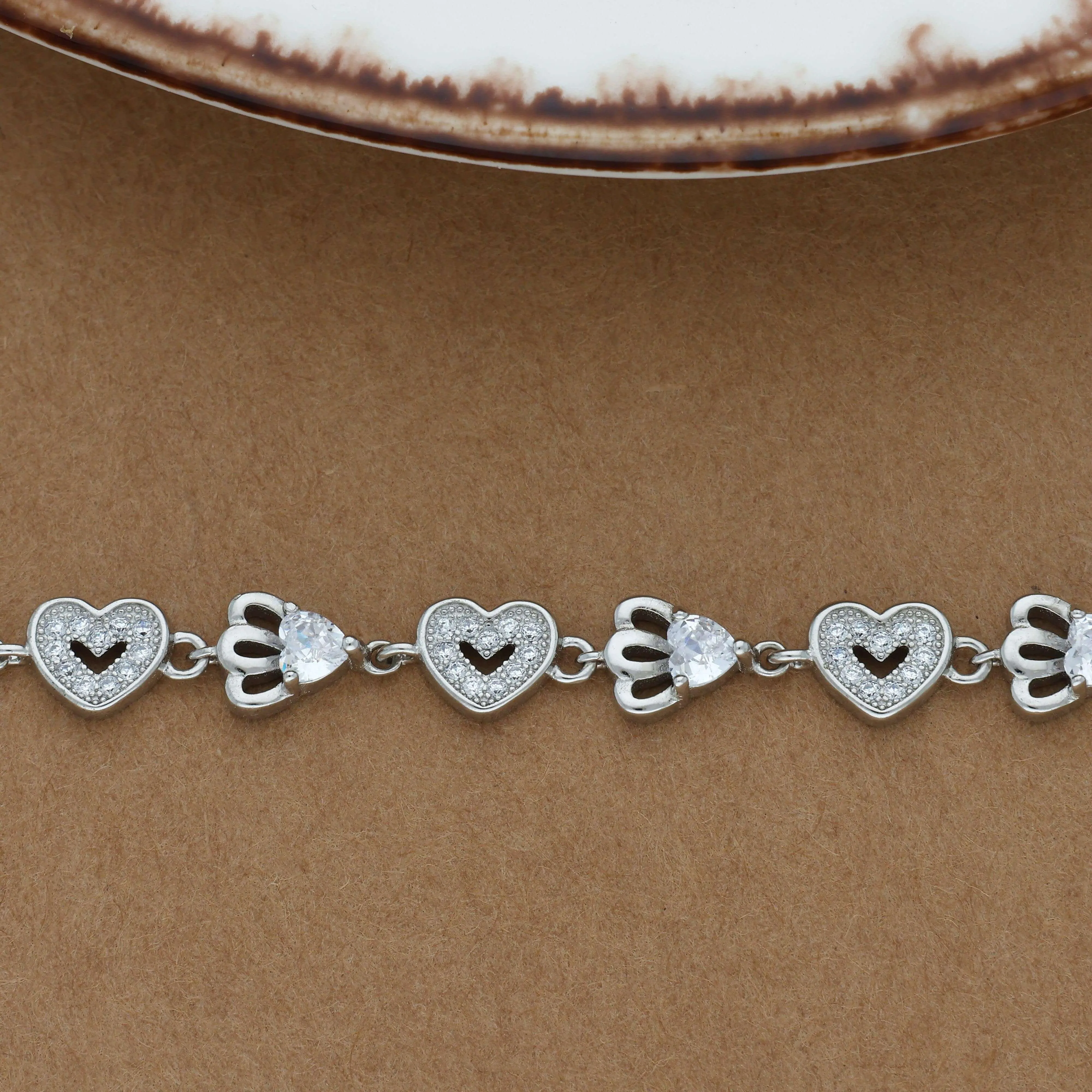 Minimal Hollow Heart Silver Bracelet