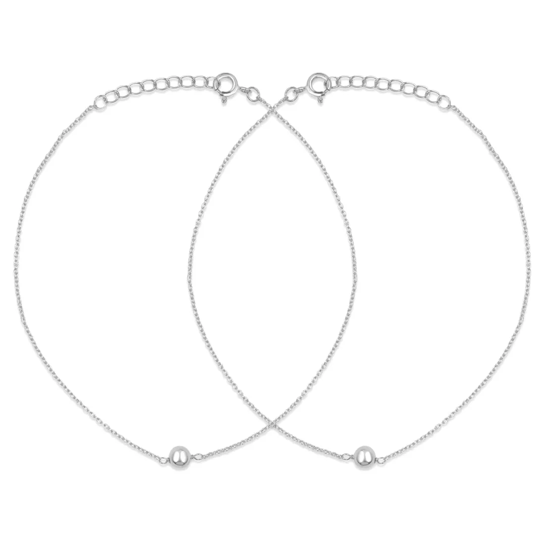 Minimalist Rhodium Plated 925 Sterling Silver Adjustable Link Chain Anklet