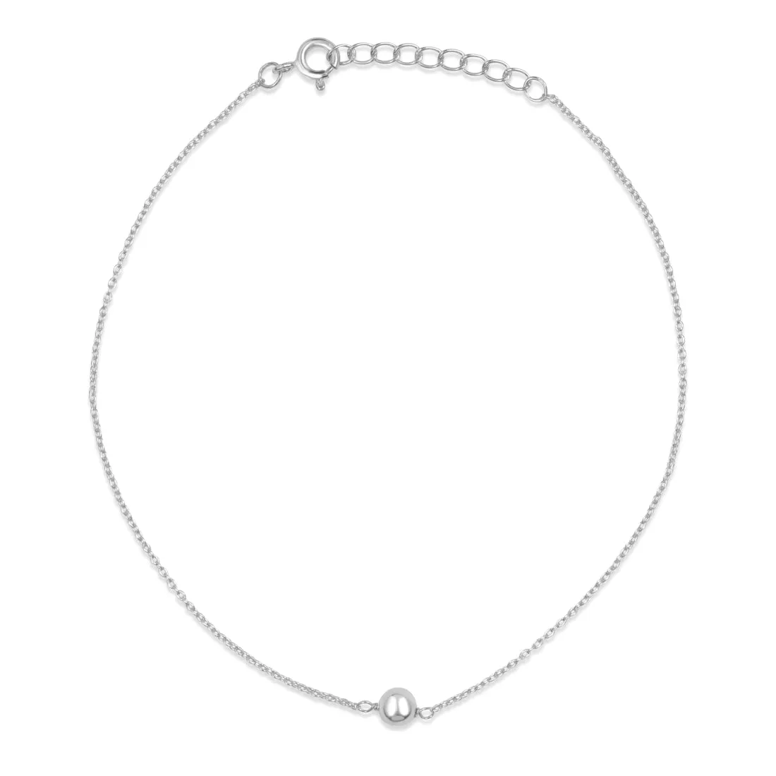 Minimalist Rhodium Plated 925 Sterling Silver Adjustable Link Chain Anklet