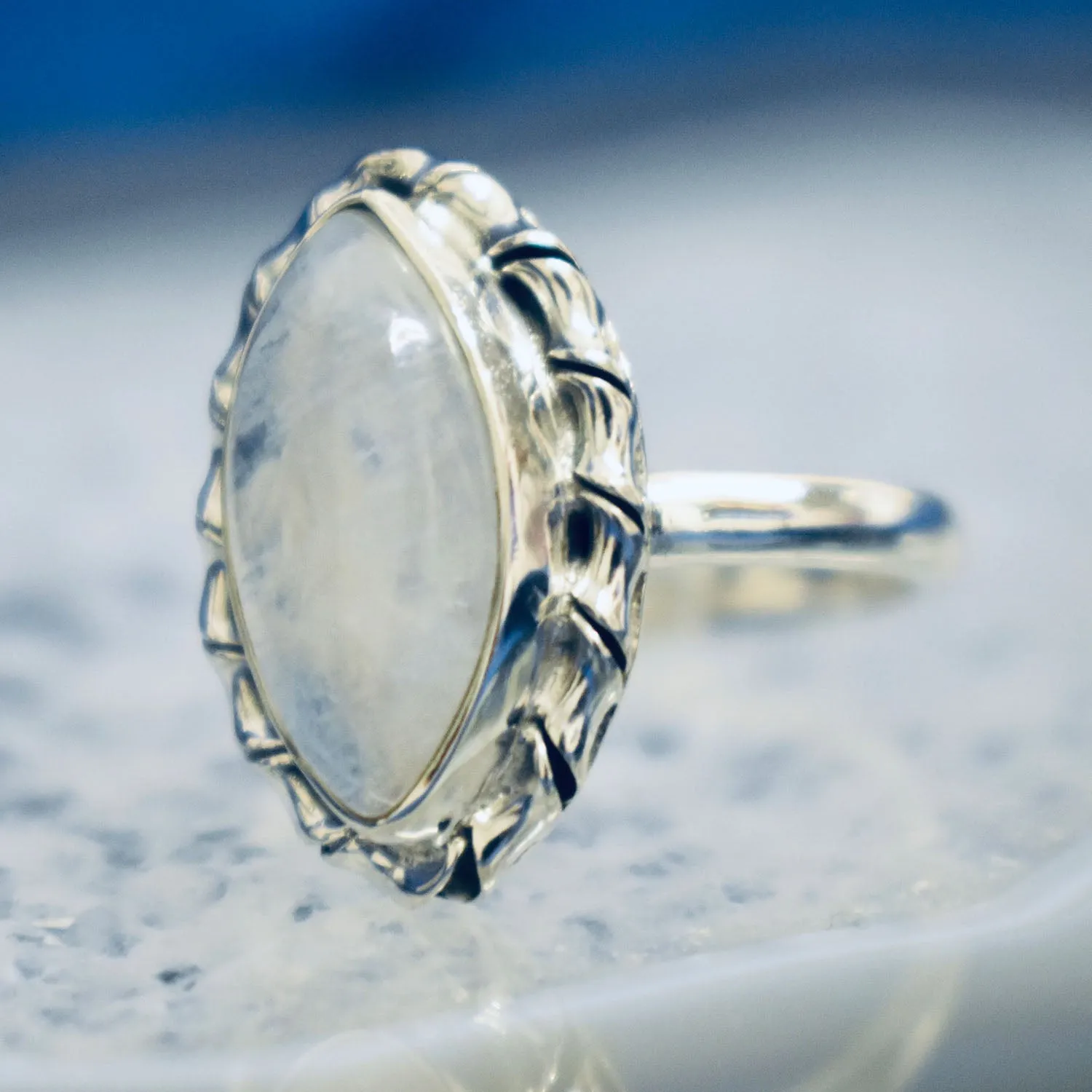 Modern Moonstone Ring (925) Sterling Silver