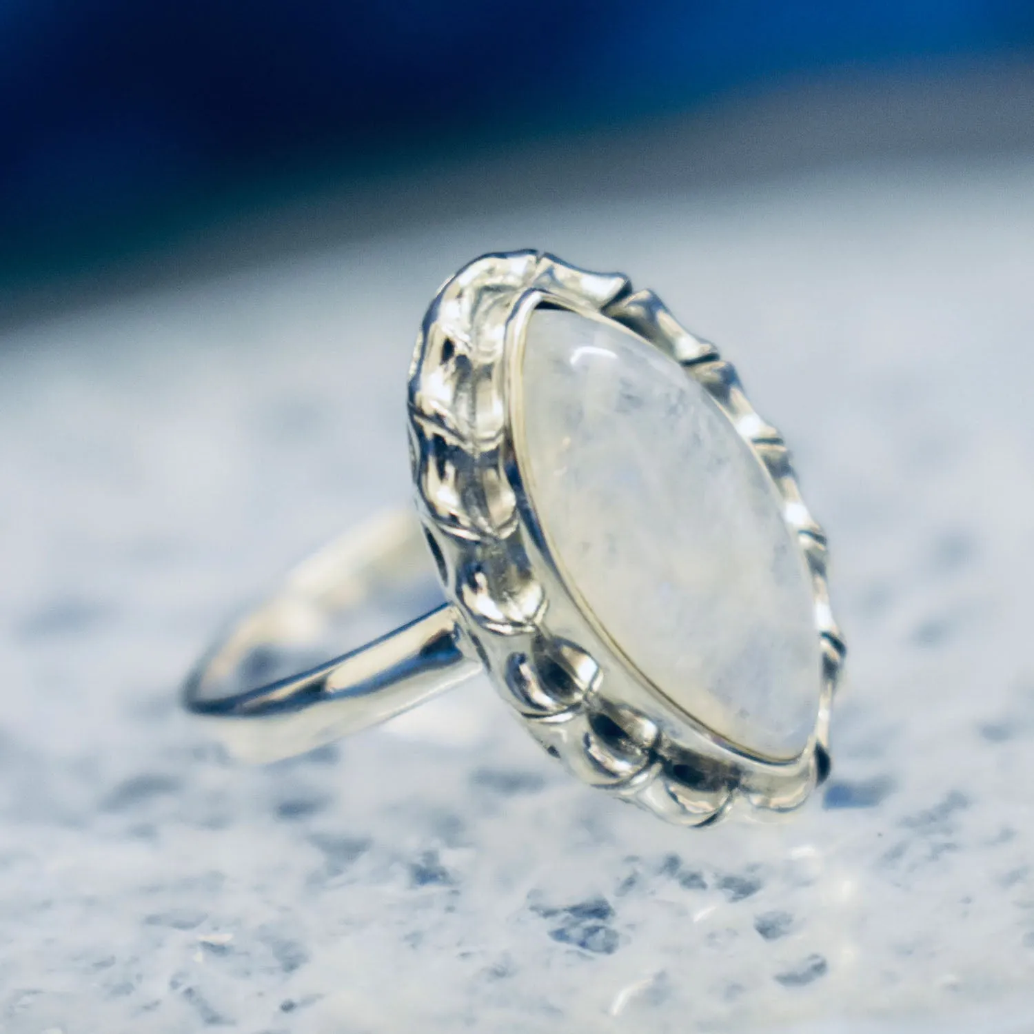 Modern Moonstone Ring (925) Sterling Silver