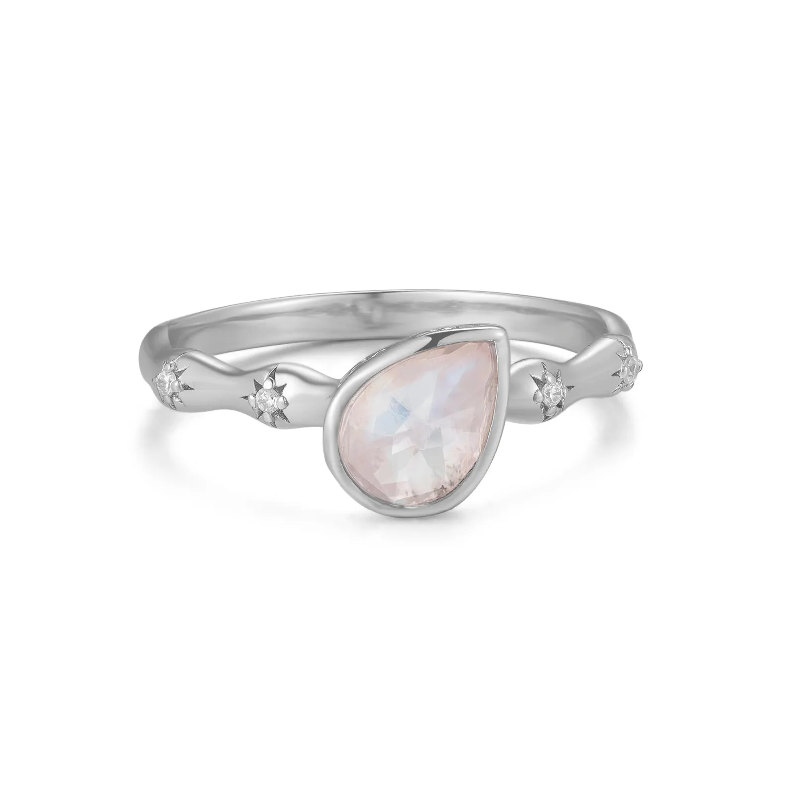 Moonstone Silver Pear-Shaped Ring - Lindy