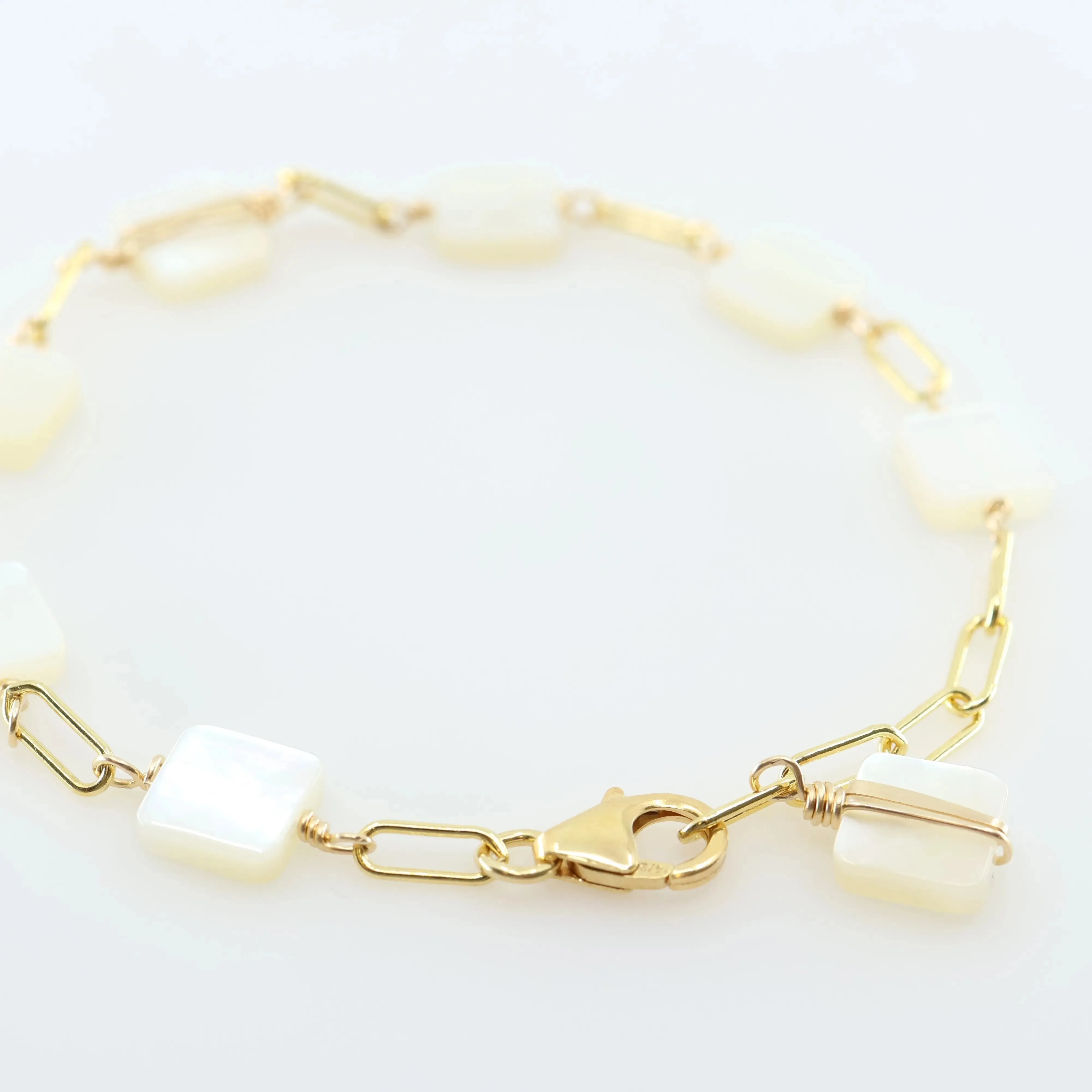 Mother of Pearl Bracelet with Forged Bar Accent