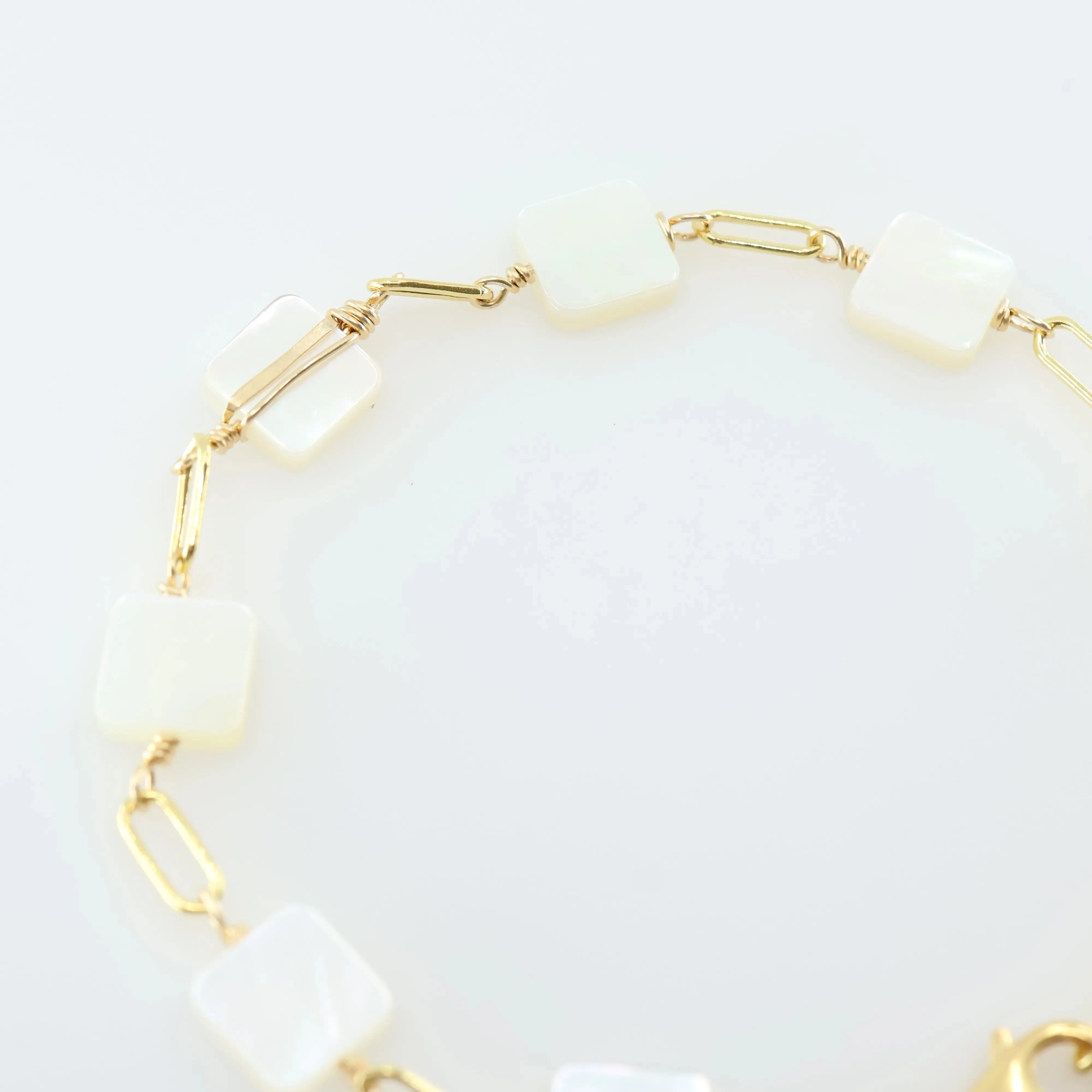 Mother of Pearl Bracelet with Forged Bar Accent