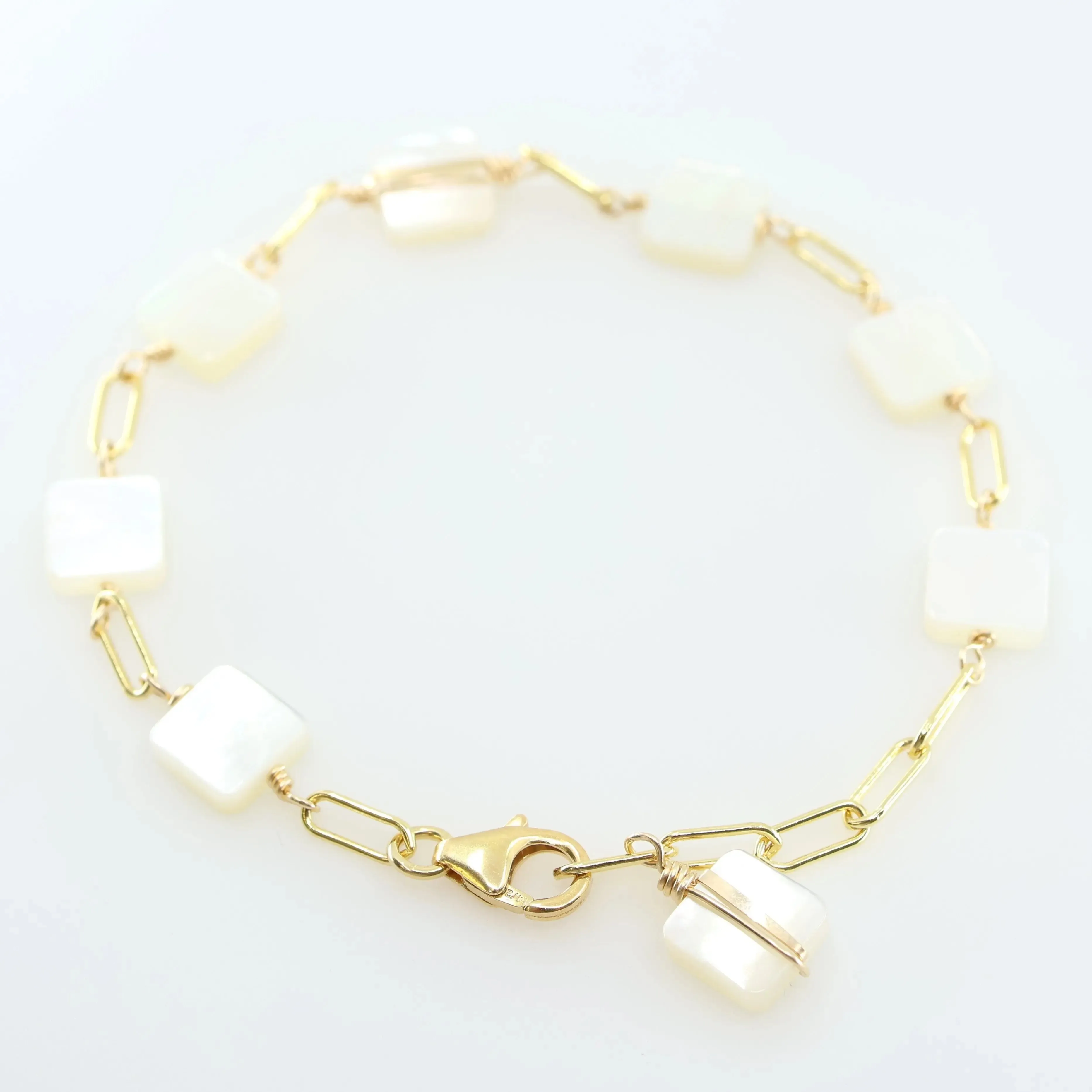 Mother of Pearl Bracelet with Forged Bar Accent