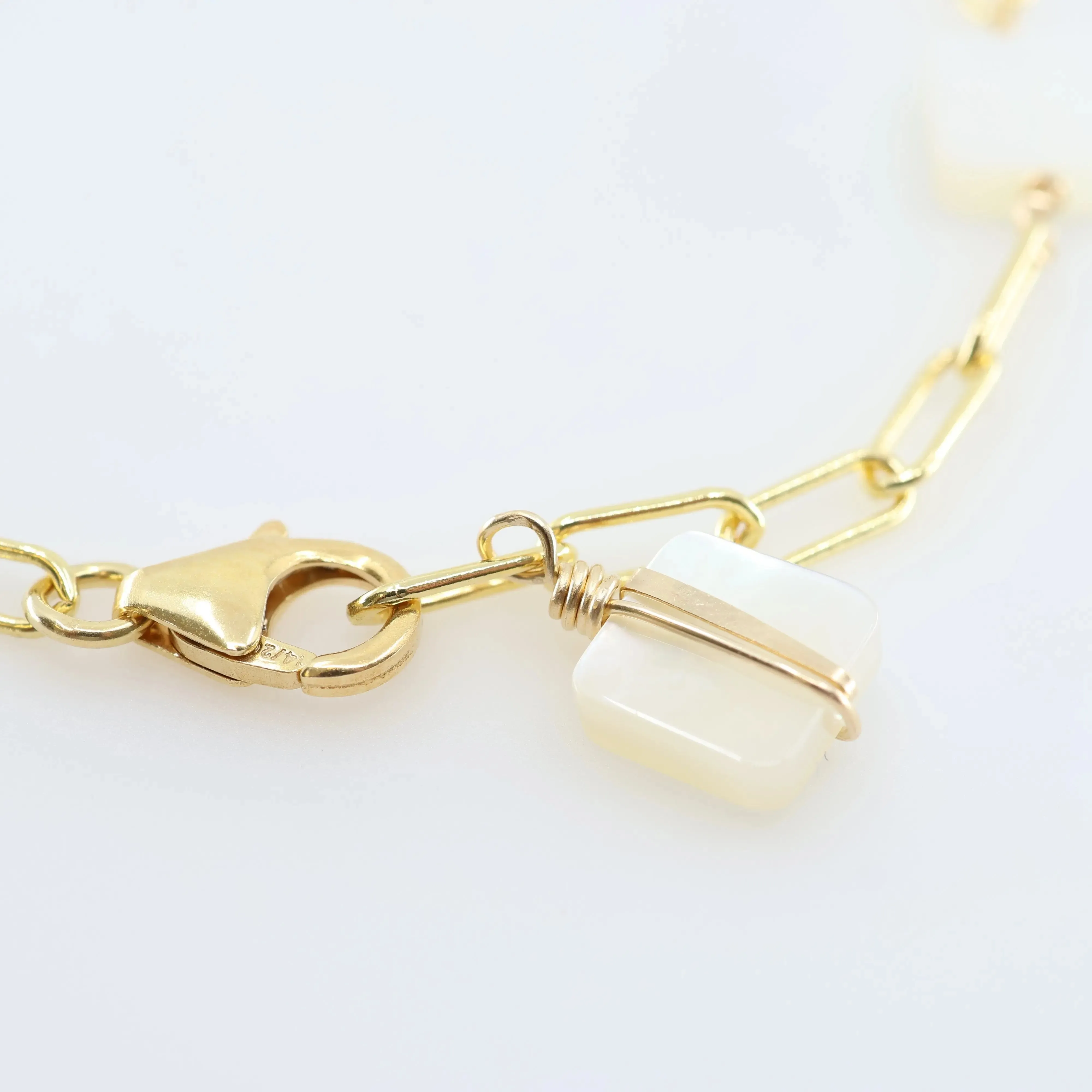 Mother of Pearl Bracelet with Forged Bar Accent