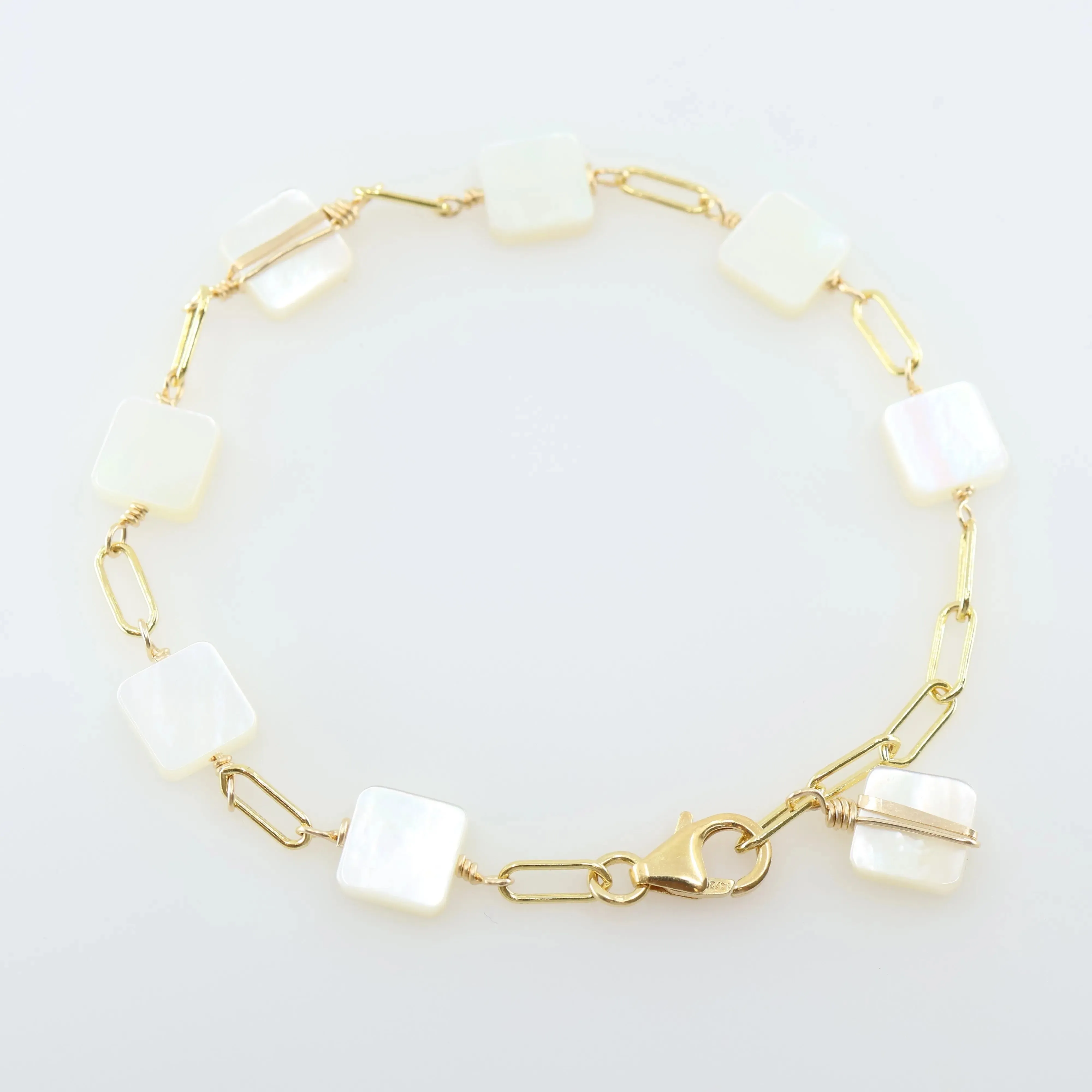 Mother of Pearl Bracelet with Forged Bar Accent