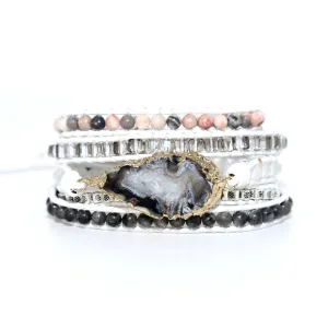 Natural Agate Gemstone Bracelet Healing Druzy Bracelet for Women Charms Gifts for Mom