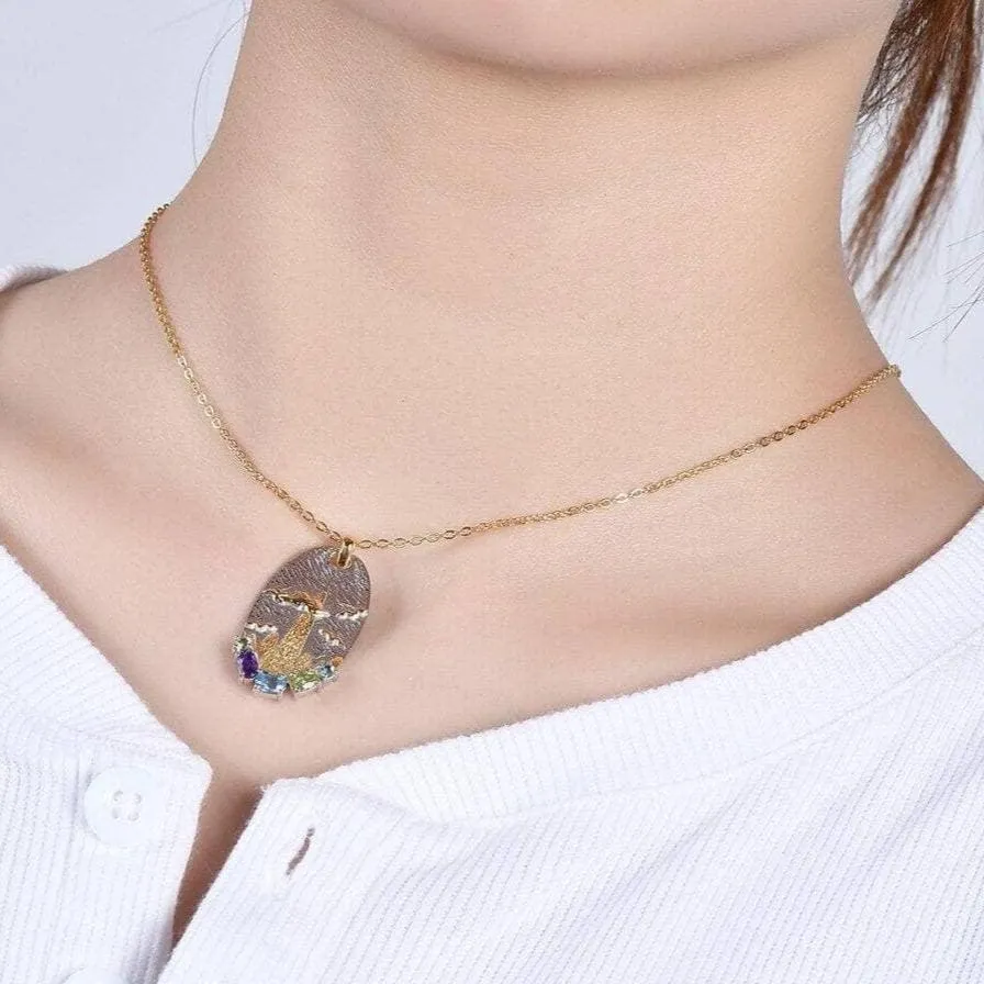 Natural Gemstone Mountain Necklace