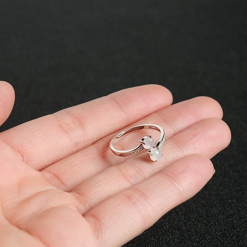 Natural Jade Ring Jadeite Silver Adjustable Ring WR7