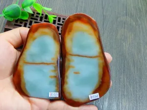 Natural Jade Rough Jadeite Raw (106g, 76X48X14mm) & (125g, 92X52X14mm)