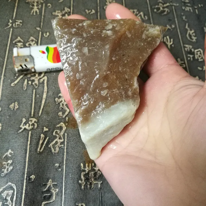 Natural Kunlun Jade Rough Nephrite Raw (185g, 8X6X3cm)