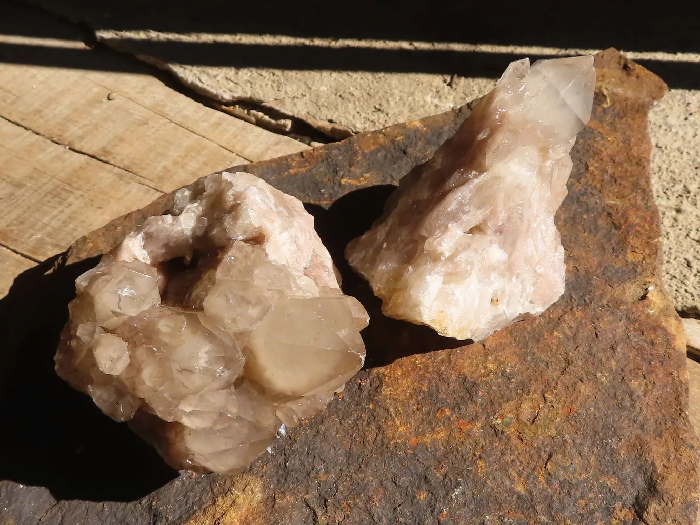 Natural Smokey Phantom Quartz Clusters x 6 From Luena, Congo