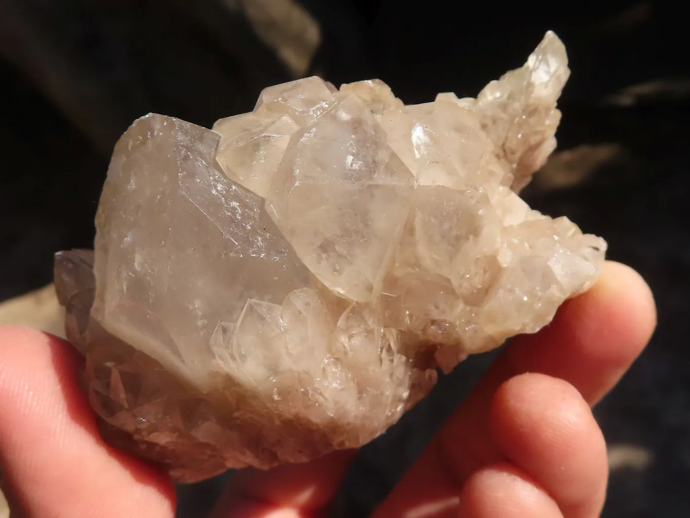 Natural Smokey Phantom Quartz Clusters x 6 From Luena, Congo