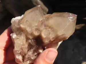 Natural Smokey Phantom Quartz Clusters x 6 From Luena, Congo