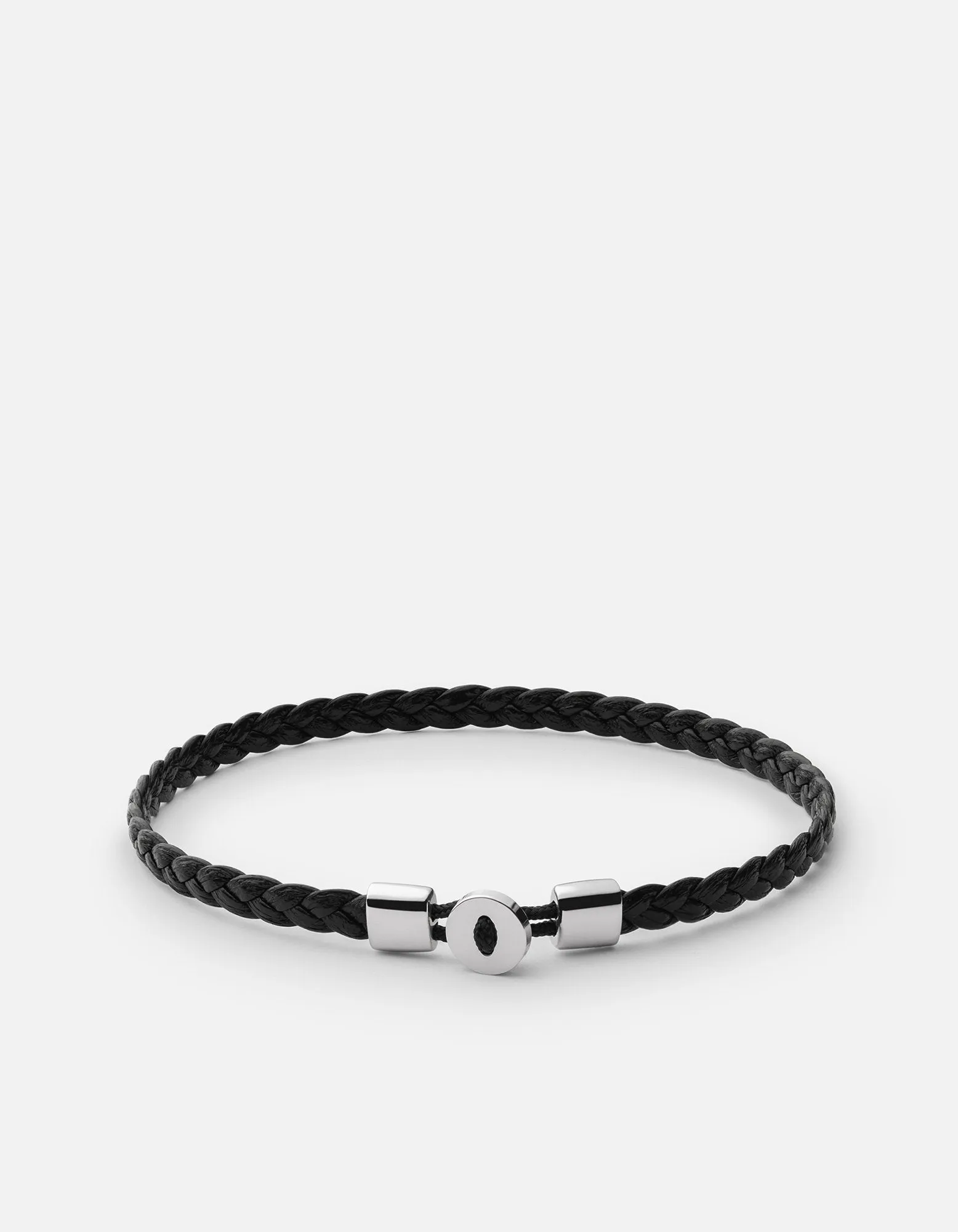 Nexus Braided Leather Bracelet, Sterling Silver