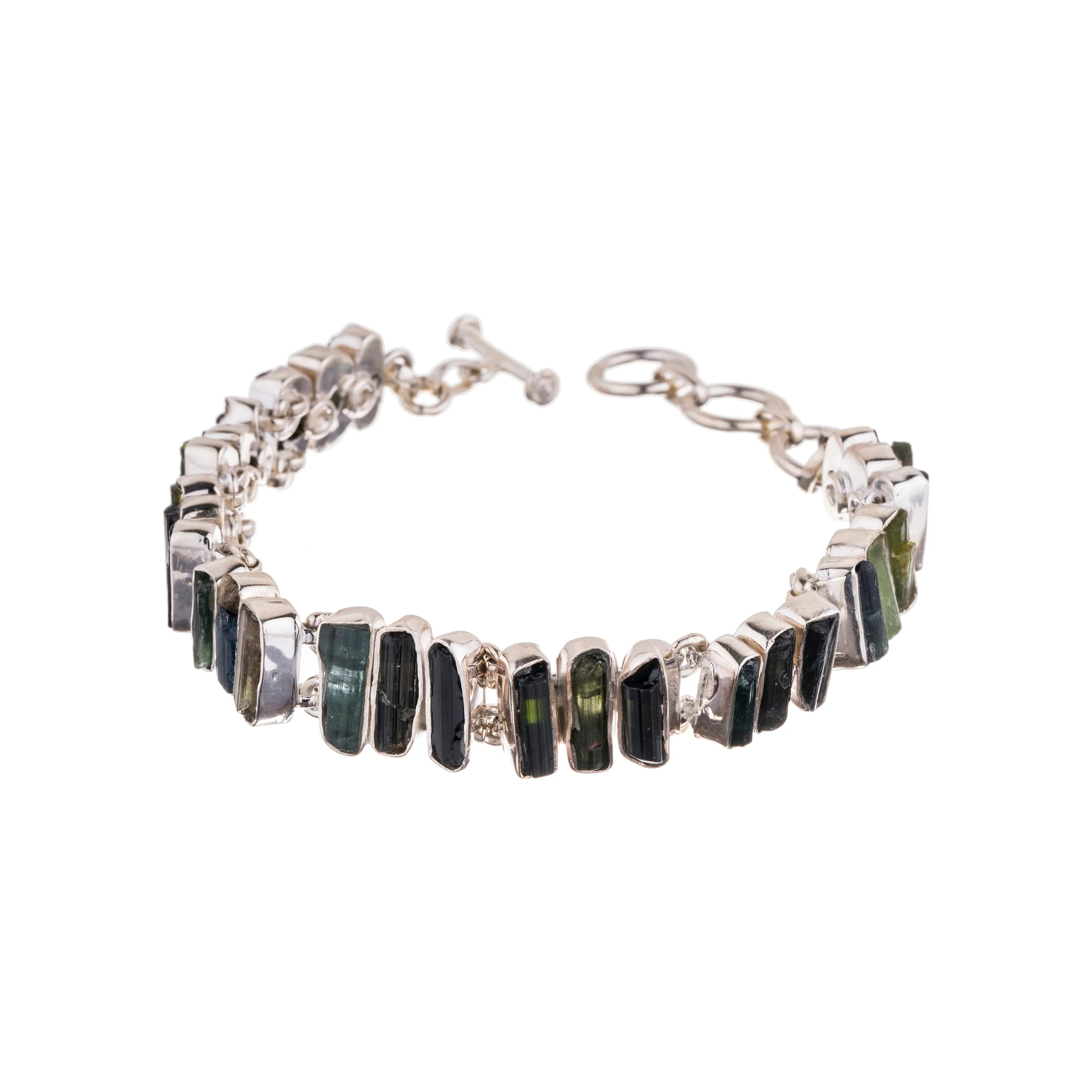 One of Kind Tourmaline Bracelet, Sterling Silver