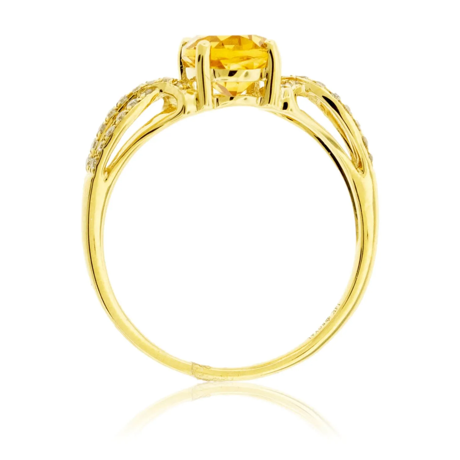 Oval Citrine and Diamond Accented Ring