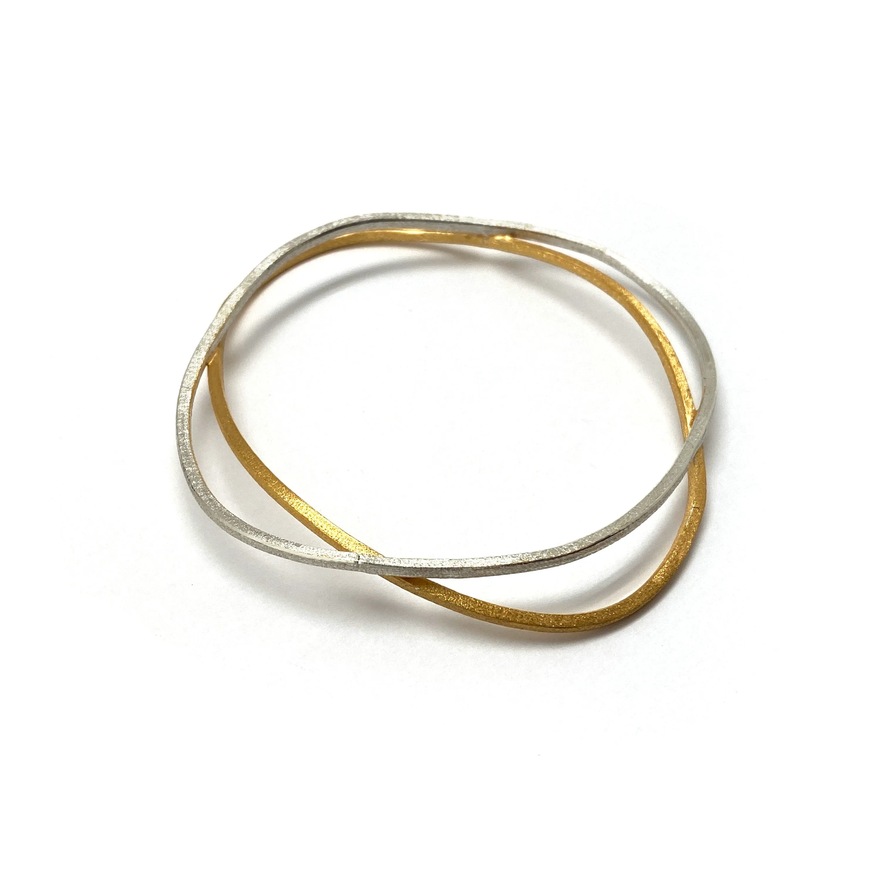 Overlapping Silver and Gold Bracelet