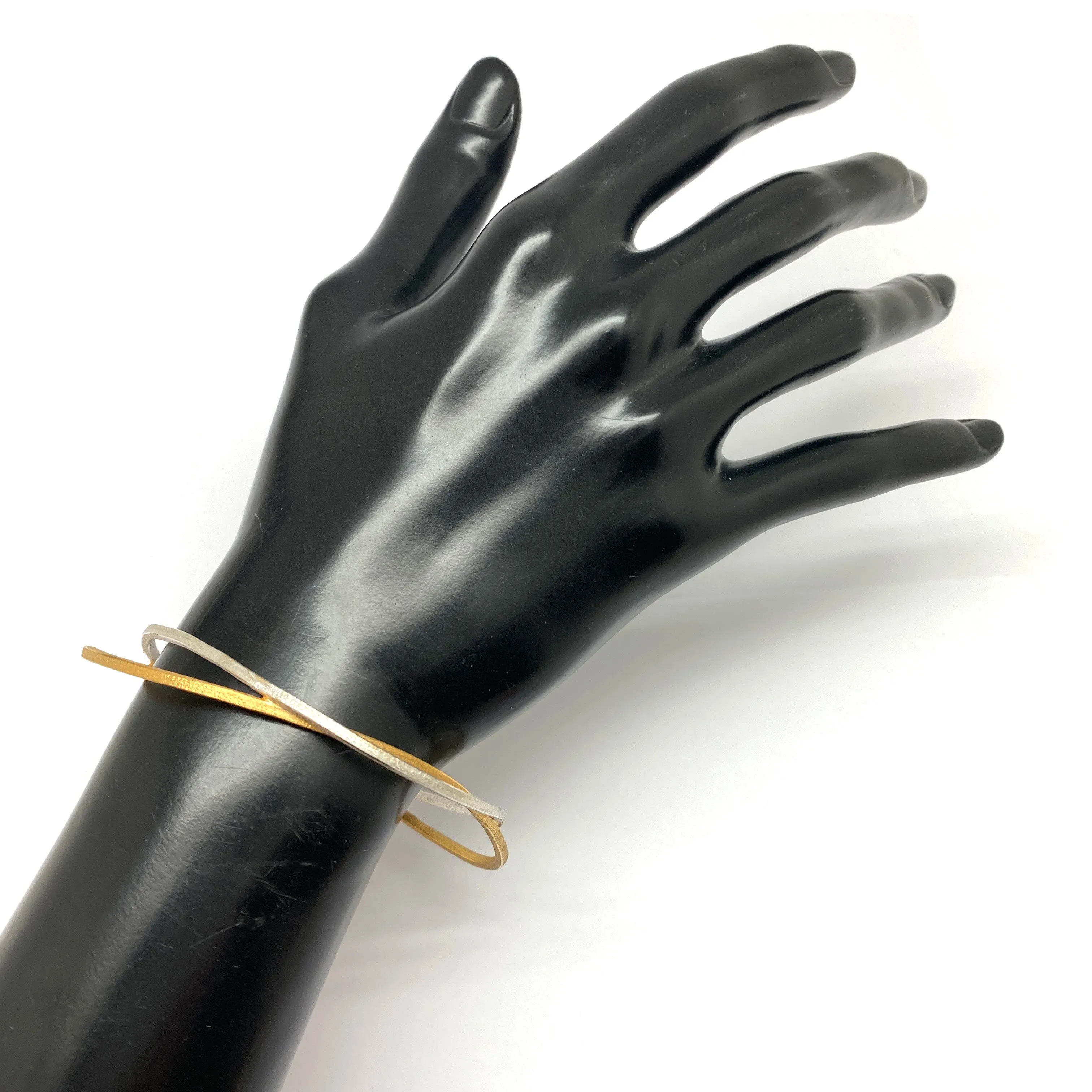 Overlapping Silver and Gold Bracelet