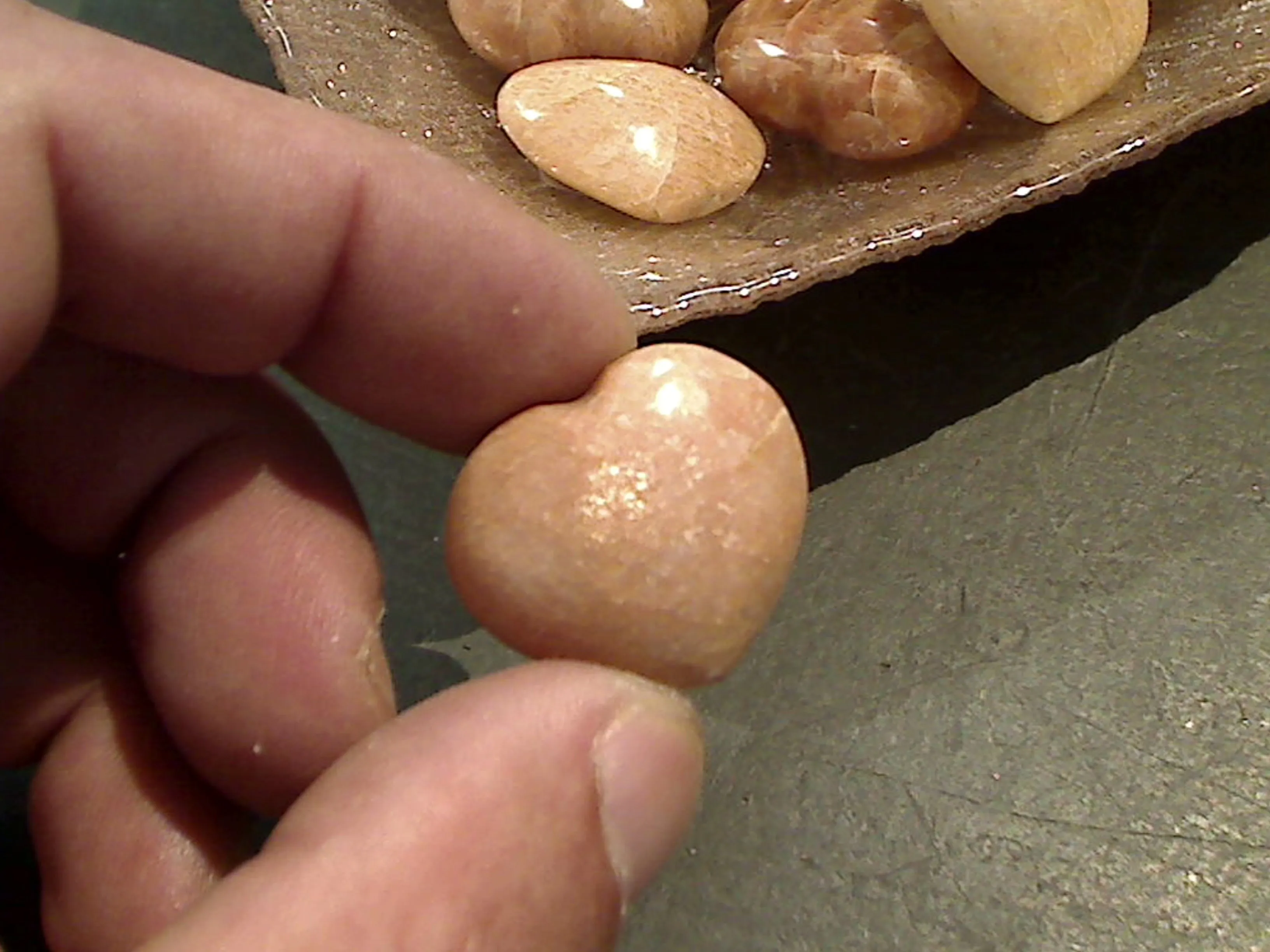 Peach Moonstone 1" Heart