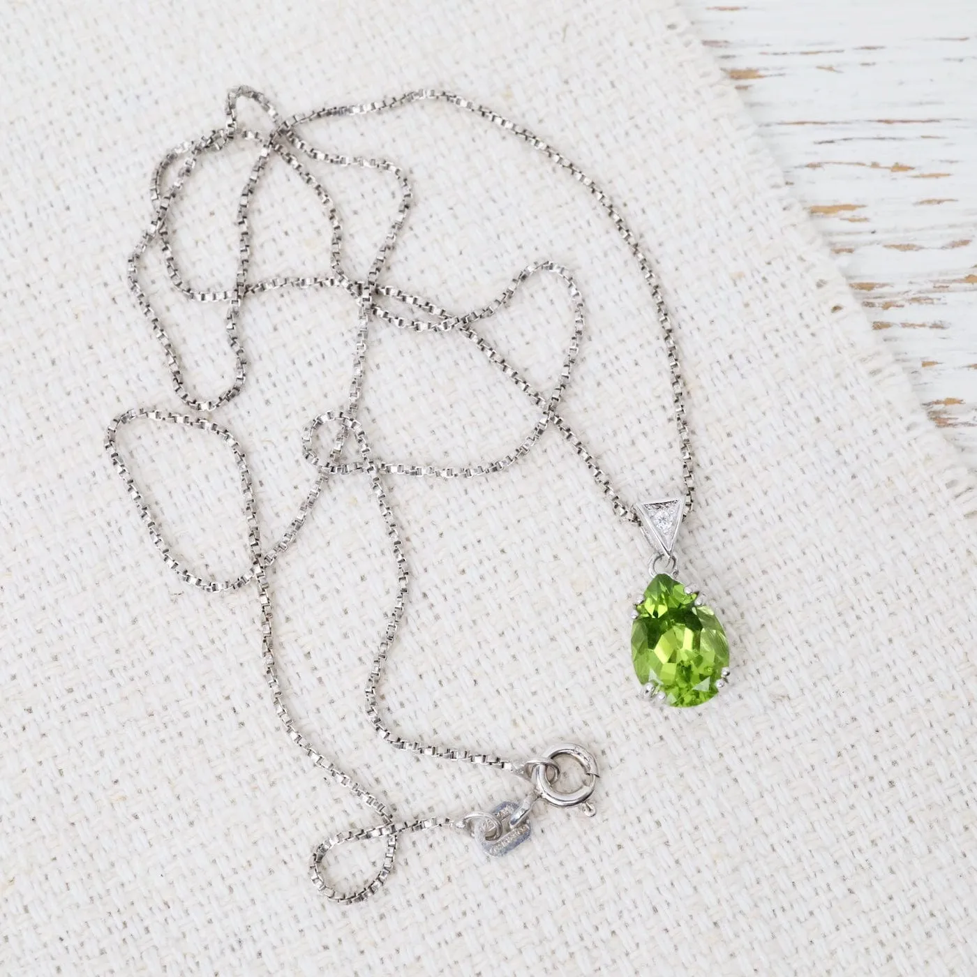 Pear Peridot Pendant Necklace