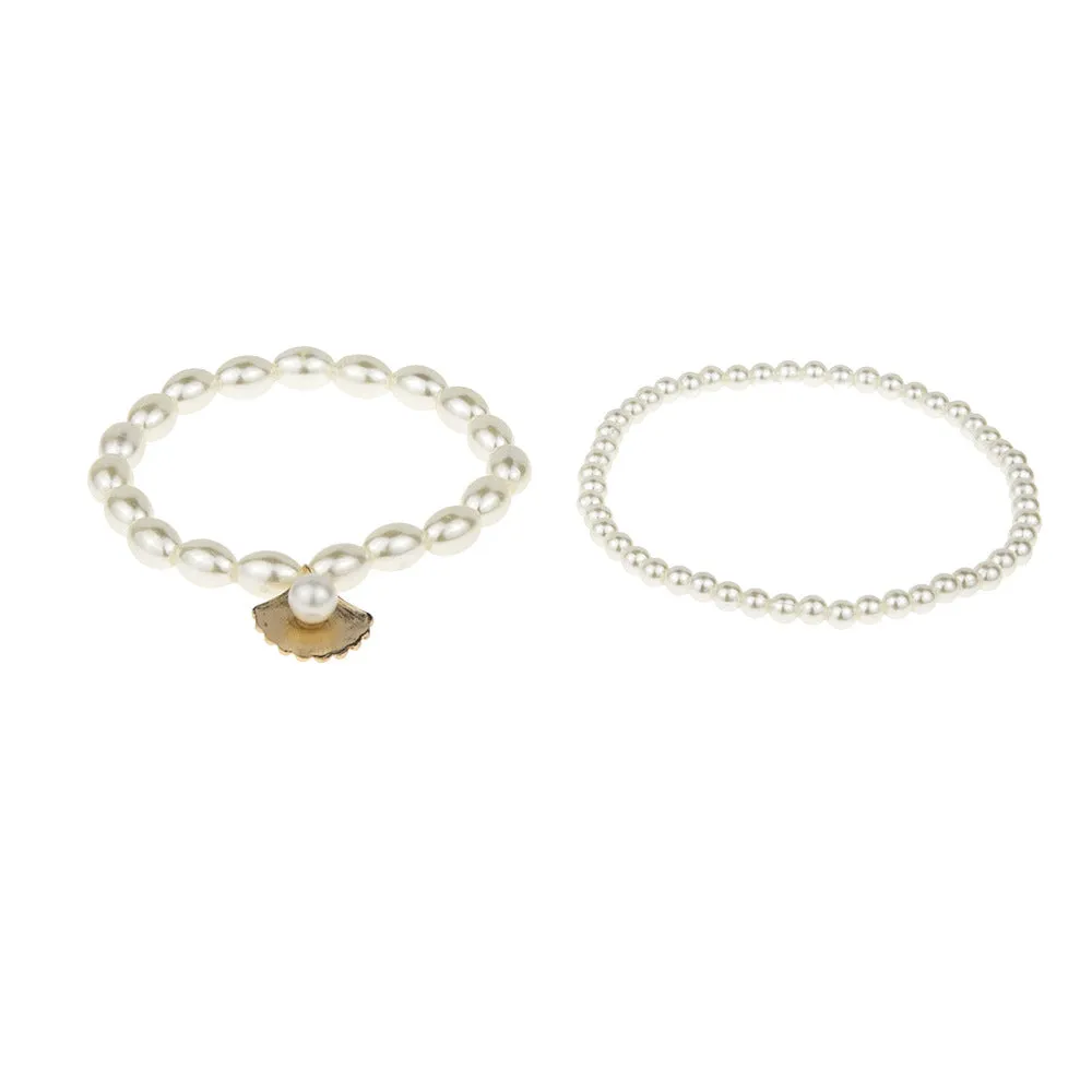 Pearl Anklet Women's Retro Double-Layer Beach Anklet Set
