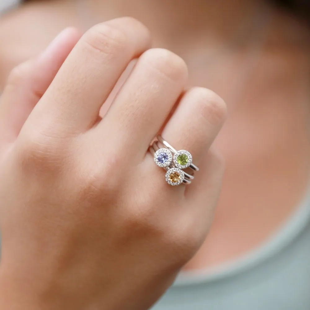Peridot & Diamond Cluster Ring- White Gold - Size M - NTR832PERD