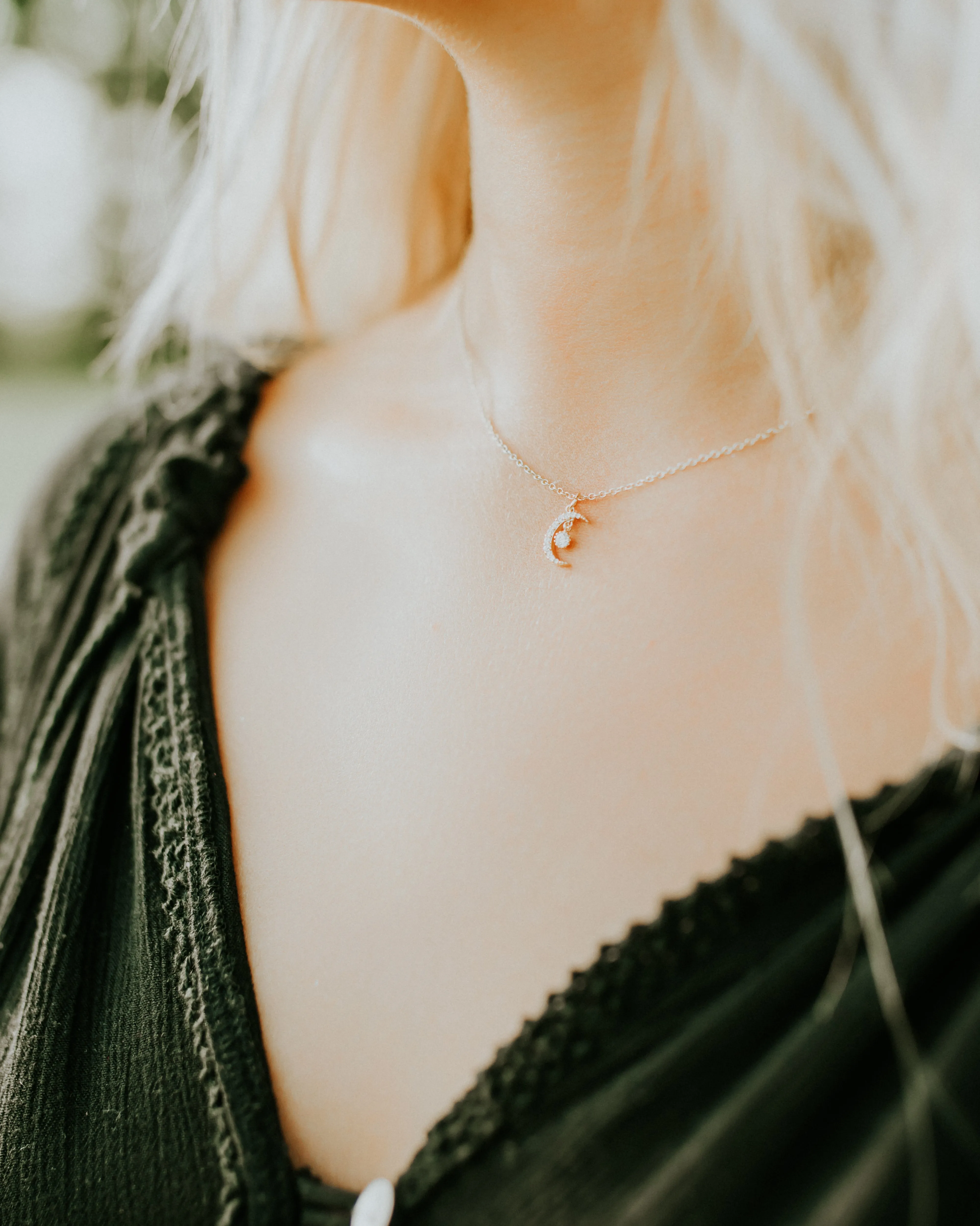 Peridot Crescent Necklace - August