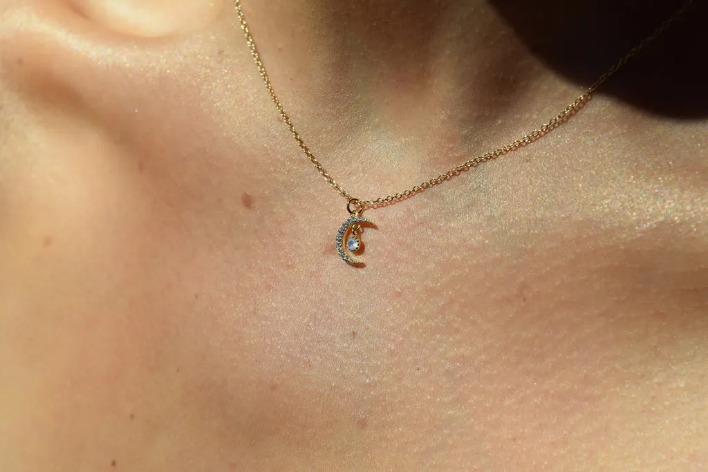 Peridot Crescent Necklace - August