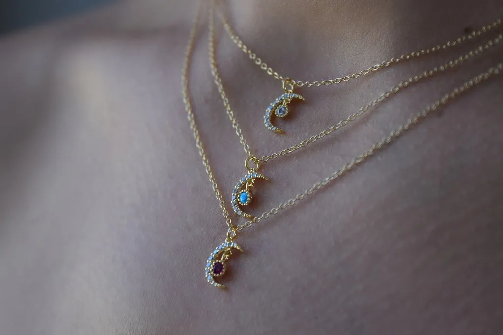 Peridot Crescent Necklace - August