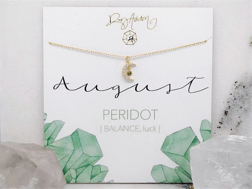 Peridot Crescent Necklace - August