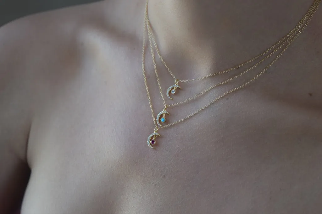 Peridot Crescent Necklace - August