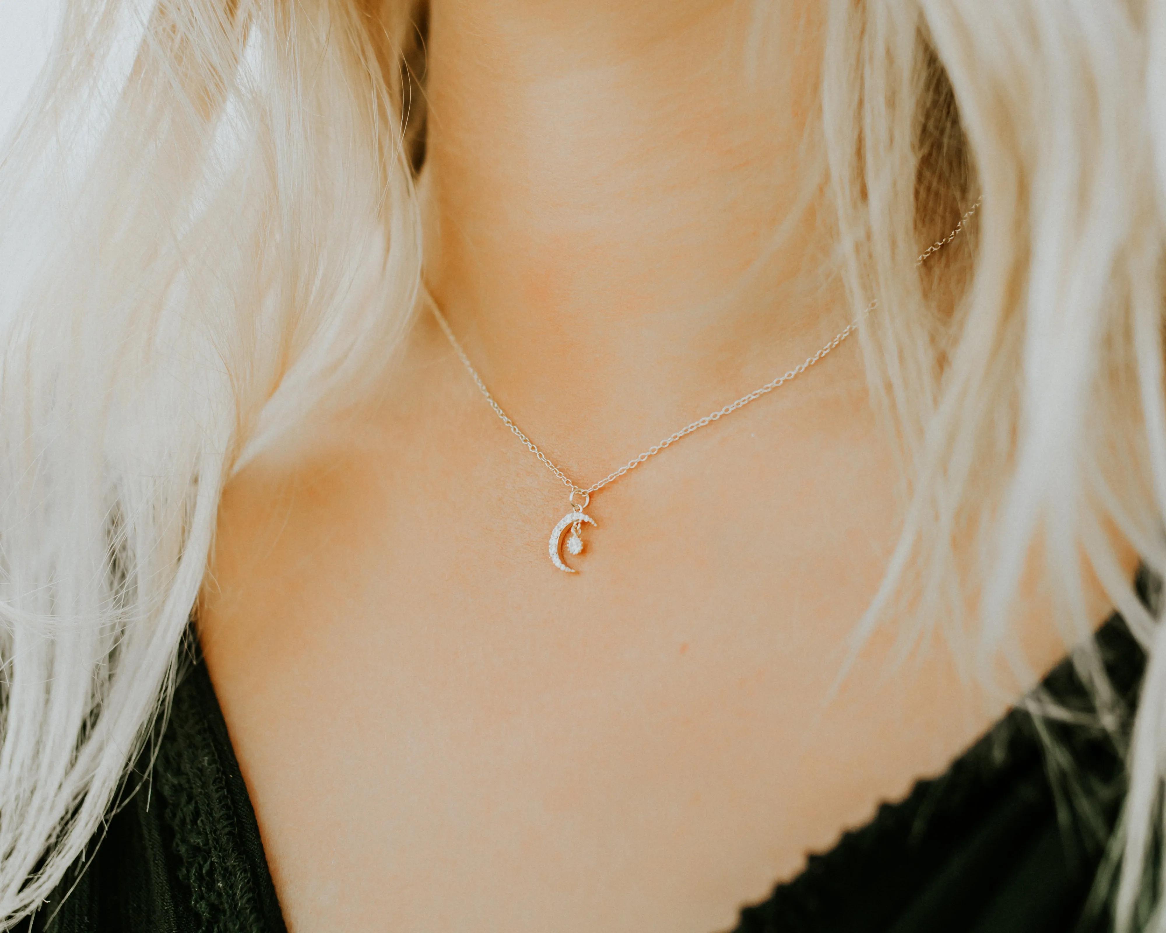 Peridot Crescent Necklace - August