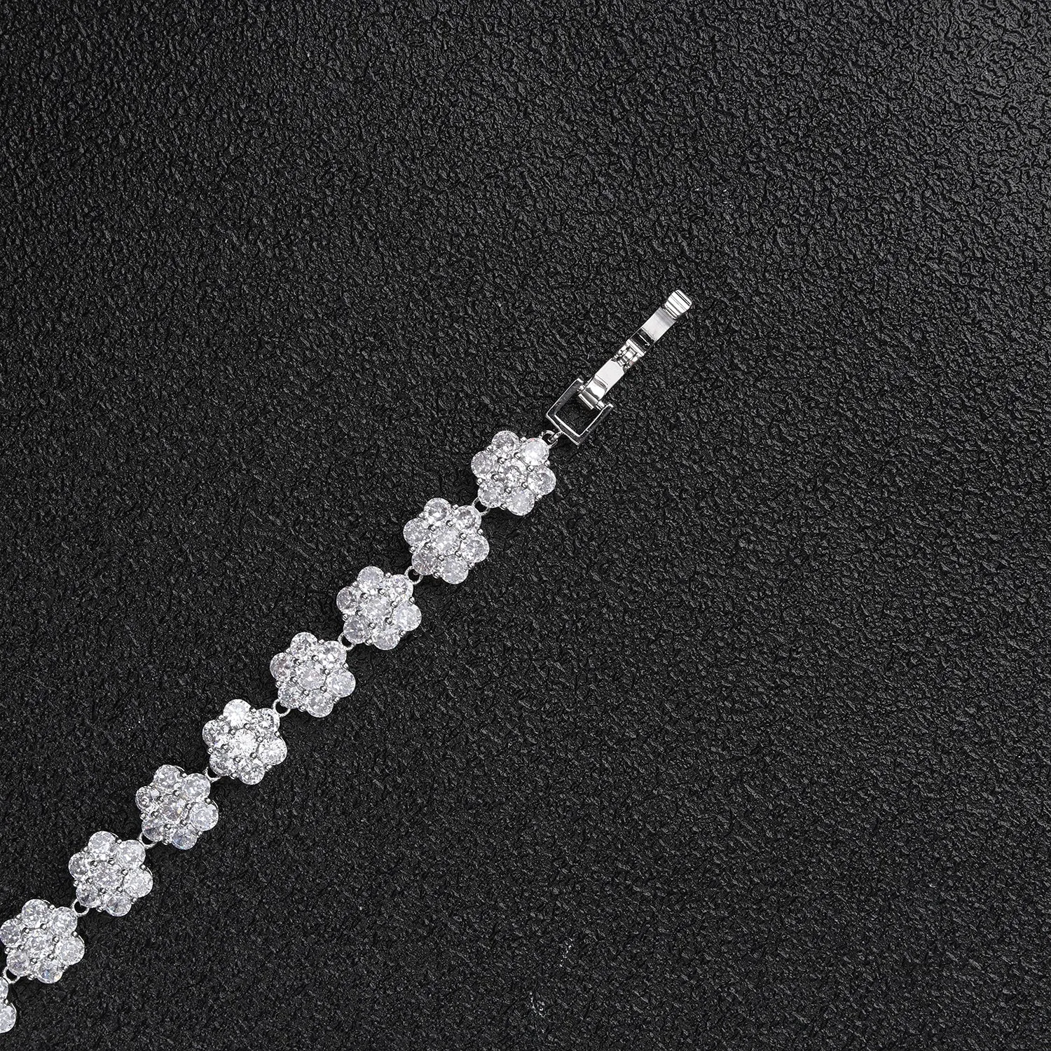 Plum Bossom 5A Cubic Zirconia Silver Bracelet Chains for Women CK10143